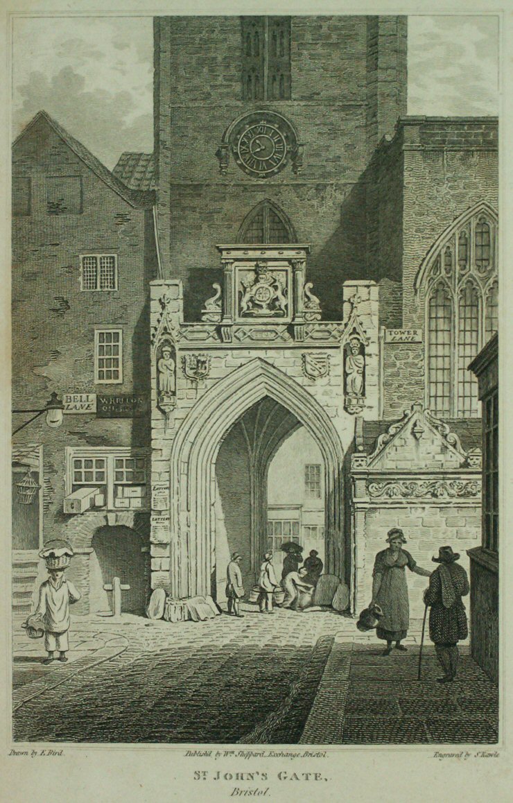Print - St. John's Gate, Bristol. - Rawle